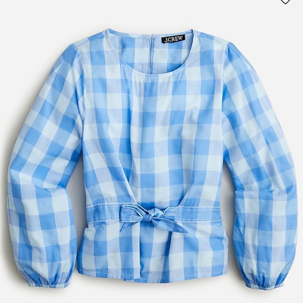 J. Crew Bow-front top in Bristow gingham*